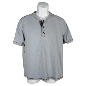 Carbon 2 Cobalt Mens Medium Light Blue Short Sleeve Contrast Henley Shirt